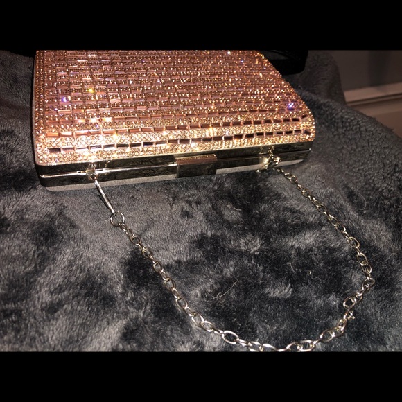 Handbags - Rose gold bedazzled sparkly clutch